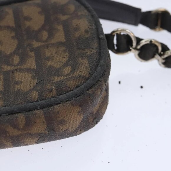 Christian Dior Trotter Canvas Trotter Romantic Pouch PVC Brown Silver Auth 93042 - Picture 10 of 15